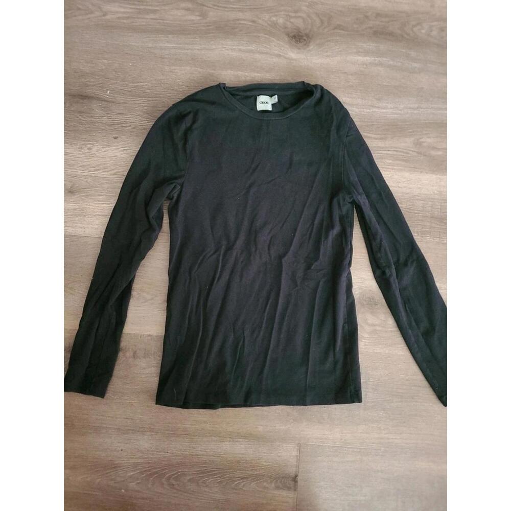 Asos Womens Small Black Fitted Long Sleeve Shirt